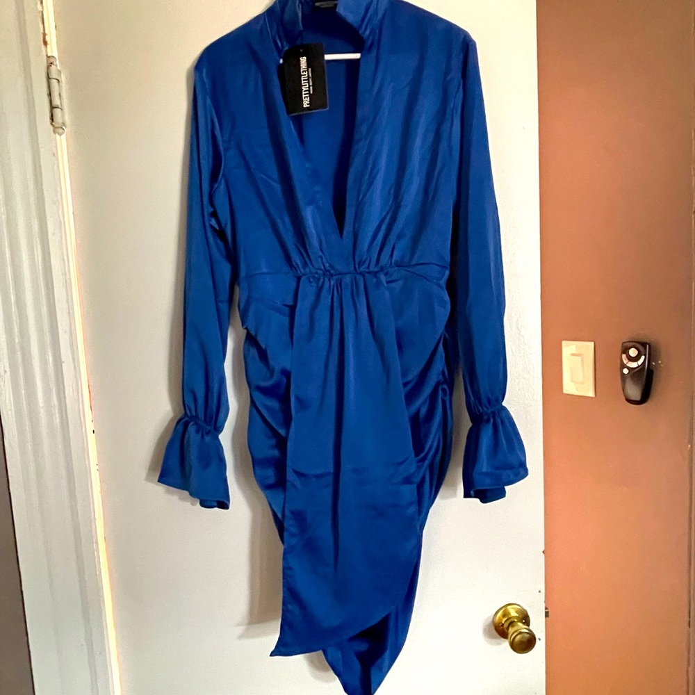 Royal blue Maternity dress silk material